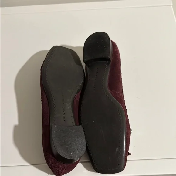 ANTONIO MELANI Maroon Leather Loafers with Studded Detail Size 6 - Picture 7 of 9